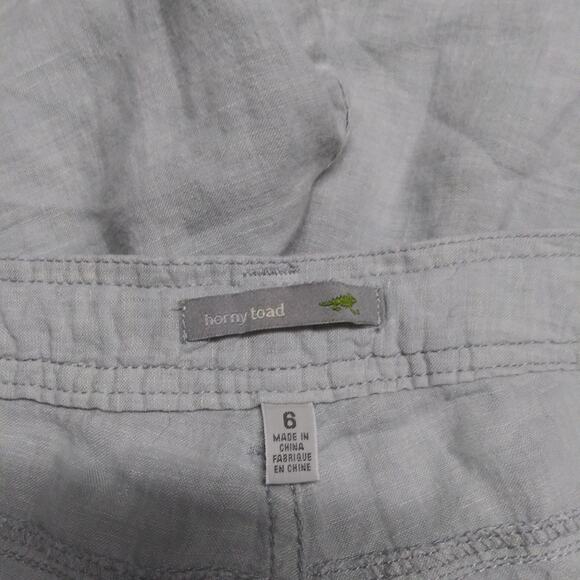 Horny Toad 100% Linen Lithe Shorts Gray Green Outdoor Hiking Size 6 - Picture 7 of 8